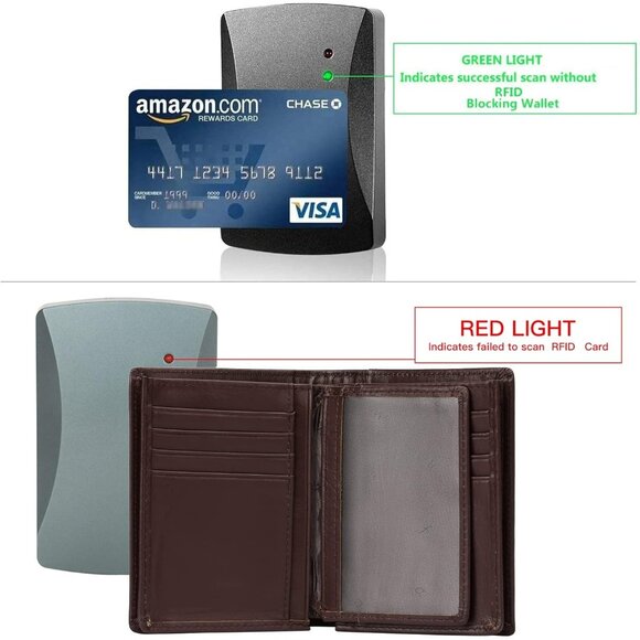 🆕Men Reddish Brown Leather RFID Bifold Wallet Large Capacity Credit Card Holder - Picture 5 of 6